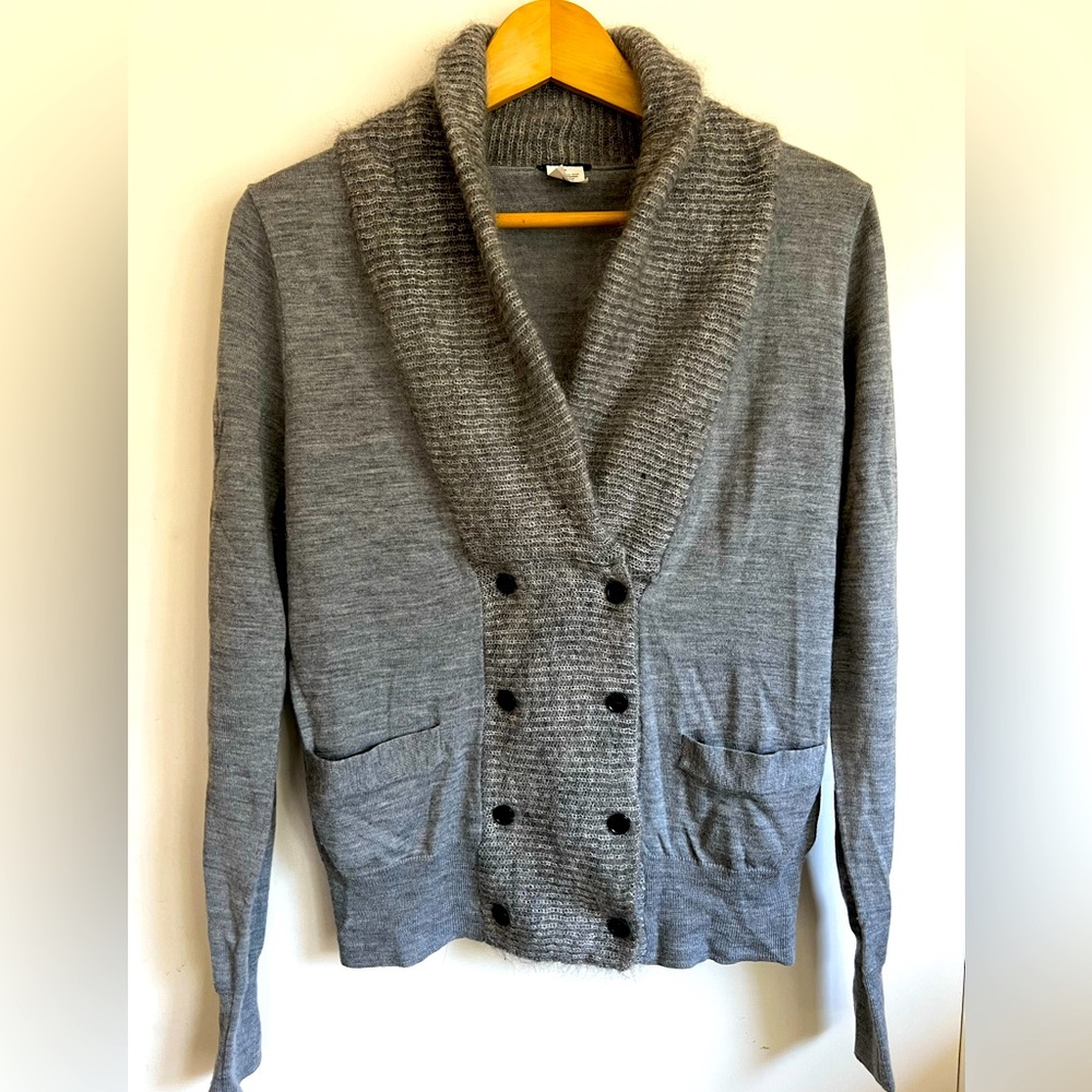 J. Crew Unique Cardigan Double Button Up Merino Wool Grey Size S